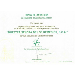 certificat de calitate ulei de masline extravirgin spaniol, emis de Guvernul regional Andaluzia